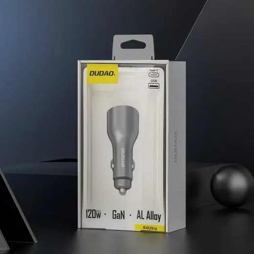 Dudao R4Ultra 120W Power Delivery Quick Charge LED Car Charger USB-A USB-C - Gray Foto 7