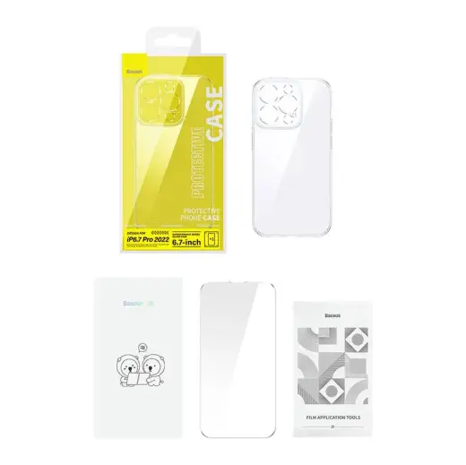 Baseus SuperCeramic Transparent Glass Case and Tempered Glass set for iPhone 14 Plus Photo