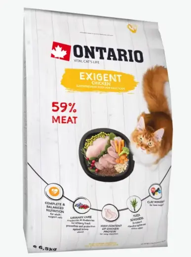 Barība izvēlīgiem kaķiem – Ontario Cat Exigent, 6.5 kg