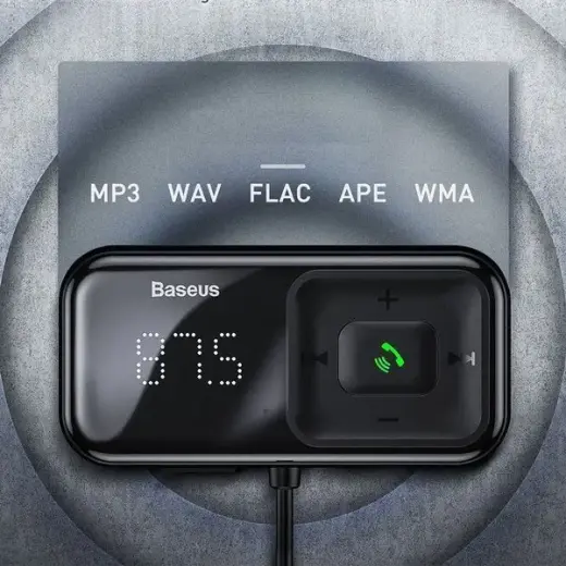 Wireless Bluetooth FM transmitter with charger Baseus S-16 (Overseas edition) - black Фото num