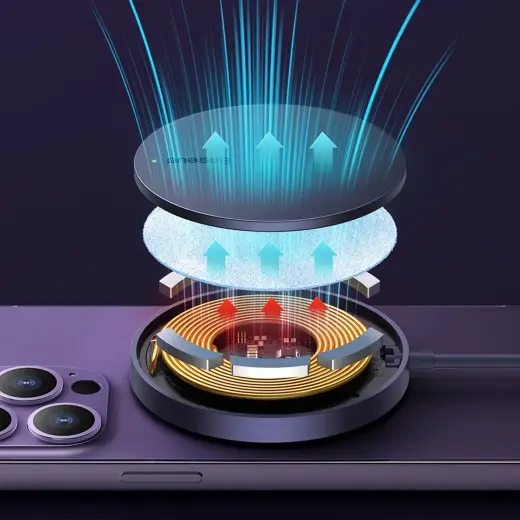 Baseus Simple Mini3 magnetic charger MagSafe Qi 15W blue Photo