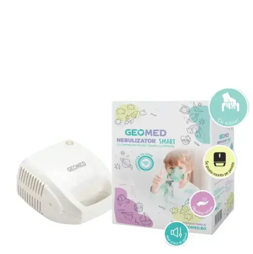 Geomed, Geomed, Nebulizers, With Compressor & Compact Design, For Adults & Children, Electric, Adult Mask, Child Mask, Mouthpiece, Air Tube & Medication Cup Фото num