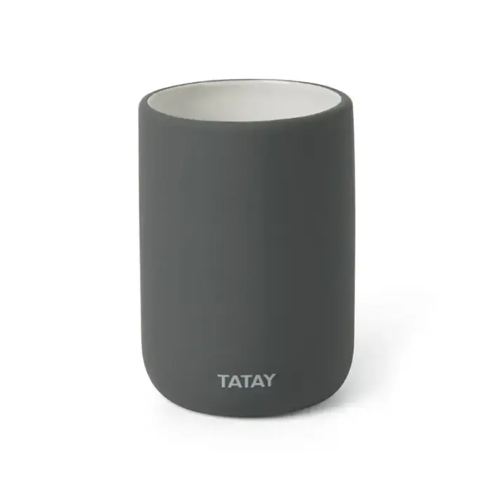Toothbrush container Soft ceramic, anthracite grey