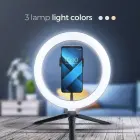 LED Ring Stream RGB lamp 10" with holder for mobile + tripod black Photo