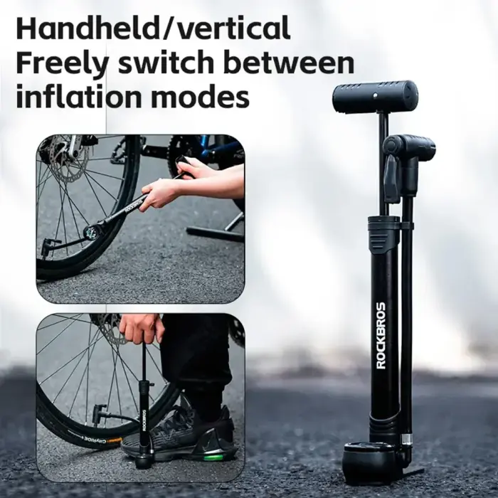 Rockbros 42310006001 bicycle pump with pressure gauge - black Foto 2