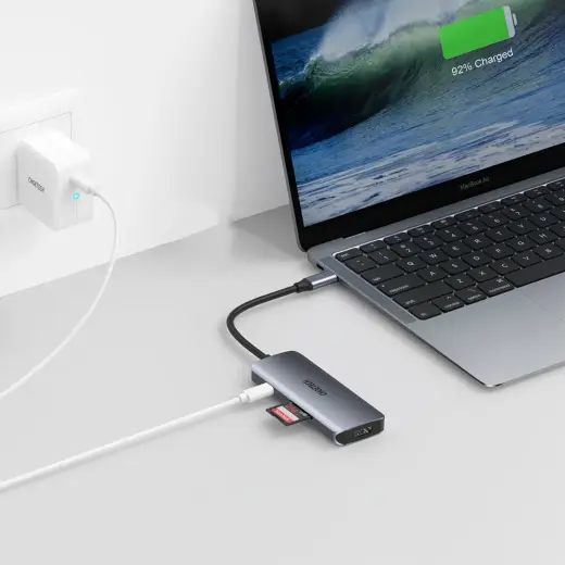 Choetech 7in1 multifunctional USB Type C HUB - 3x USB 3.2 Gen 1 | SD and TF memory card reader | HDMI 4K 30Hz | USB Type C gray (HUB-M19 gray) Фото num