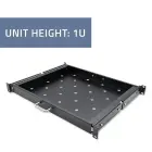 Qoltec Solid steel mount shelf with handle for RACK | 600*600 | Pull-out | Black Foto 4