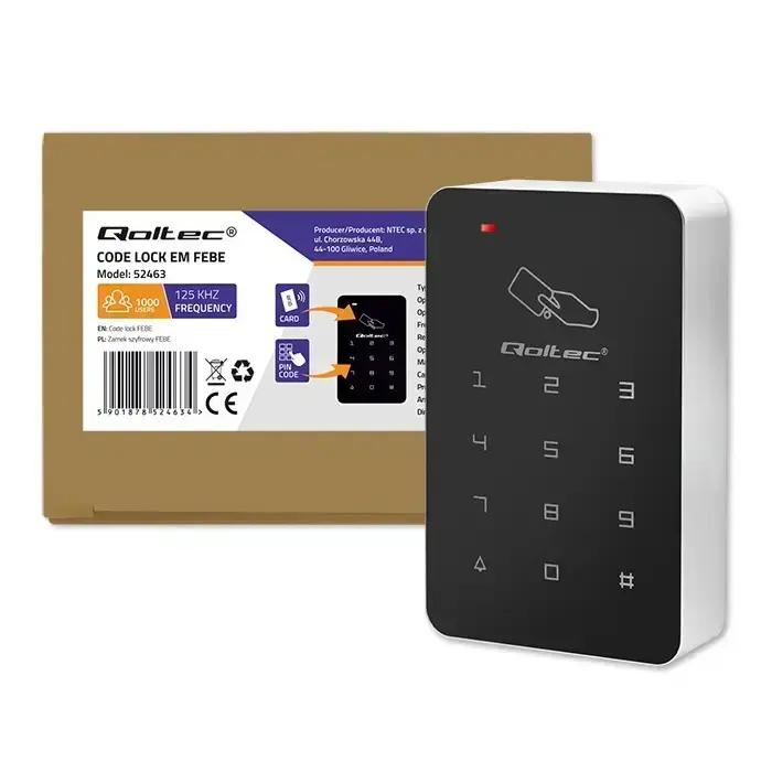 Qoltec code lock FEBE with RFID reader | Code | Card | key fob | EM Foto 7