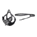 Dogness walking set leash+harness for dog (black and white) Photo