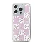 DKNY Liquid Glitter Checkered Pattern Case for iPhone 15 Pro Pink — Foto 1