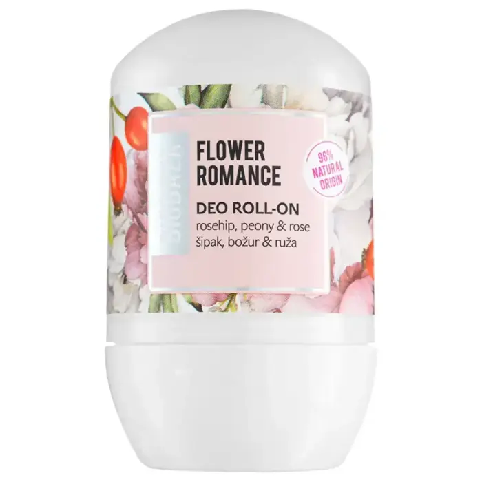 Biobaza, Flower Romance, Natural Ingredients, Refreshing, Floral, Deodorant Roll-On, For Women, 50 ml