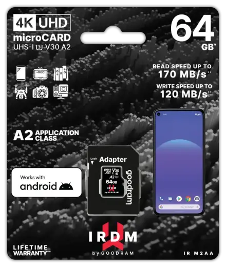 GoodRam memory card IRDM 64GB microSD UHS-I U3 V30 with adapter Фото num