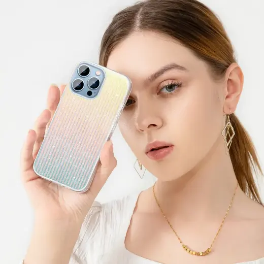 Kingxbar Travel Series luxurious elegant case for iPhone 13 Pro blue-orange (Clouds) Photo