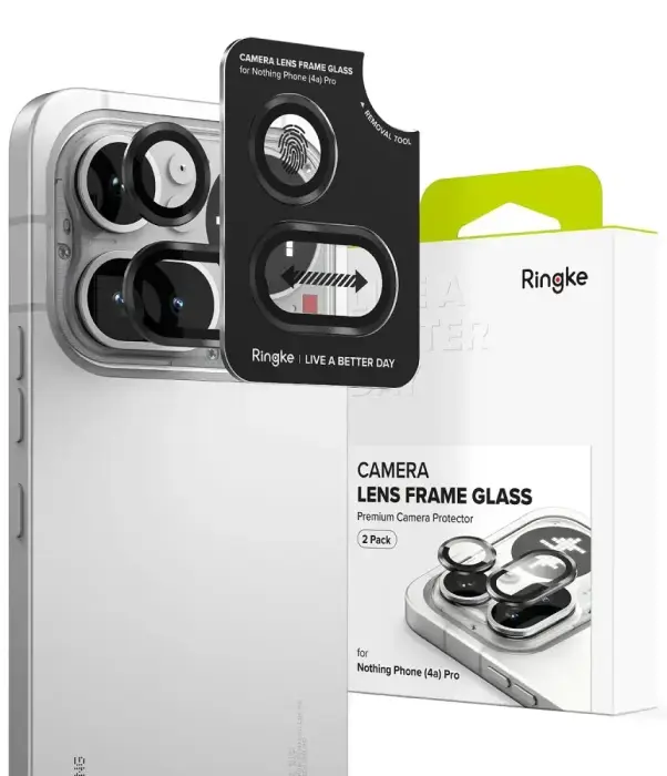 Ringke Camera Frame kameras aizsargstikls telefonam Nothing Phone 4a Pro melns (2 gab.)