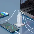 Wozinsky GaN 65W Charger with 2xUSB-C USB Ports with 65W CC Cable - White Foto 7