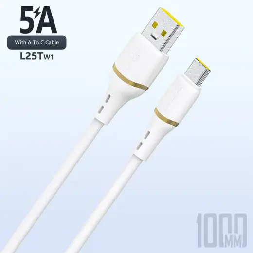 Dudao L25T USB-A - USB-C Silicone Cable 5A 1m - White Фото num