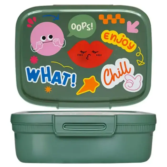 Pārtikas uzglabāšanas trauks taisnstūrveida ar sadalītāju 1,8L Snap Box zaļš/fun-tilities