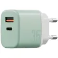 Wall charger Bazic GoPort Velox Kit USB-C|USB-A GaN 35W with cable green Photo