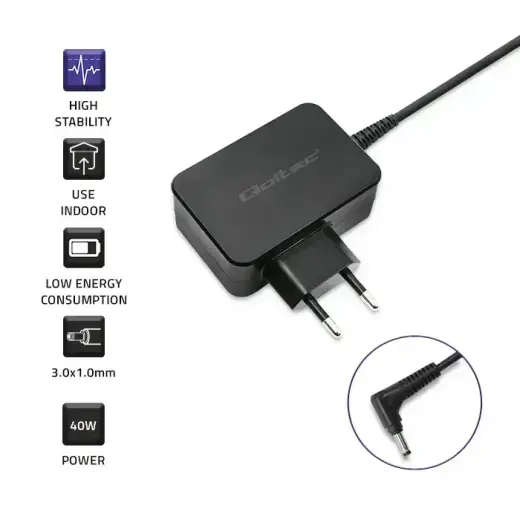 Qoltec Power adapter for ultrabook laptop Samsung 40W | 19V | 2.1A | 3.0*1.0 Photo