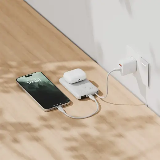 Bazic Fusion Mag ārējais akumulators (powerbank) | 10000 mAh | 22W | USB-C, MagSafe | LED ekrāns | pelēks Foto 6