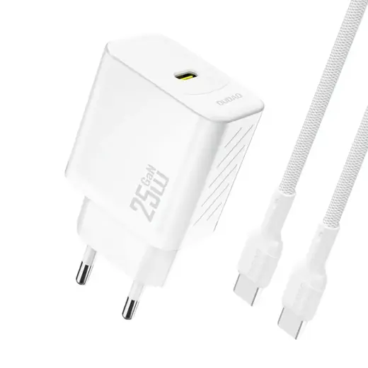 Dudao A27CEU PD 25W GaN SB-C Wall Charger with USB-C Cable - White