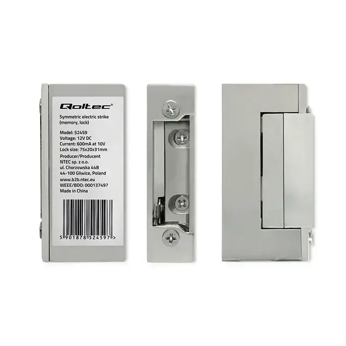 Qoltec Electric strike With lock and memory | 12V | Stainless steel Foto 5