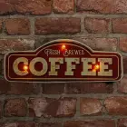 RETRO Metal Sign LED Fresh Brewed Coffee Forever Light Foto 4