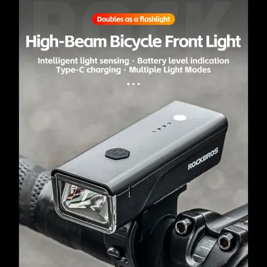 Rockbros 24510003001 front bicycle light 260 lm + USB-C - USB-A cable - black Фото num