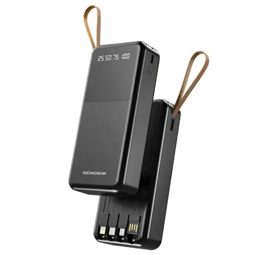 SENDEM P402 ārējais akumulators (powerbank) | 20000 mAh | 12W | USB-C, Lightning, Micro USB, USB-A | melns Foto 3