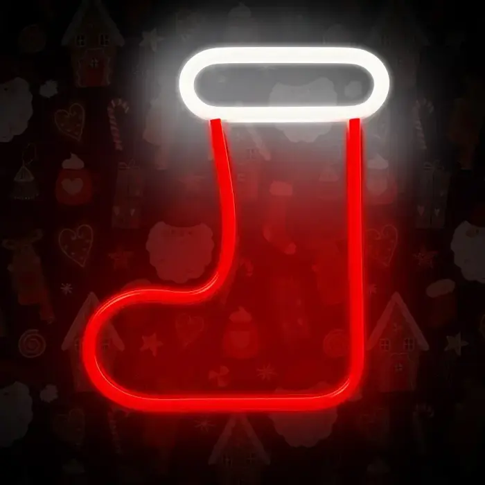Neon LED CHRISTMAS SOCK white red FLNE23 Forever Light Foto 4