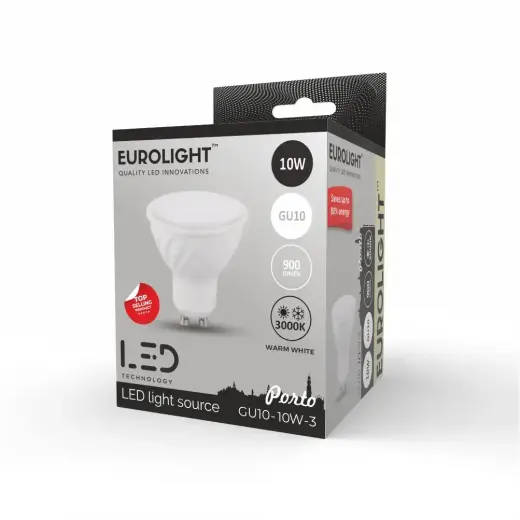Porto LED lemputė 10W 3000K GU10 95lm/W Eurolight Фото num