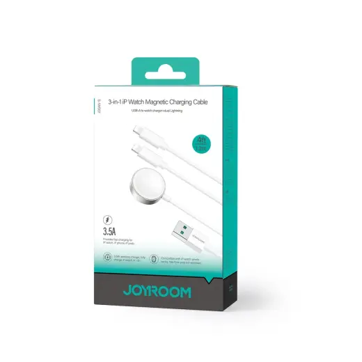 Joyroom S-IW007 3-in-1 cable USB-A magnetic charger - Lightning 1.2m - white Photo