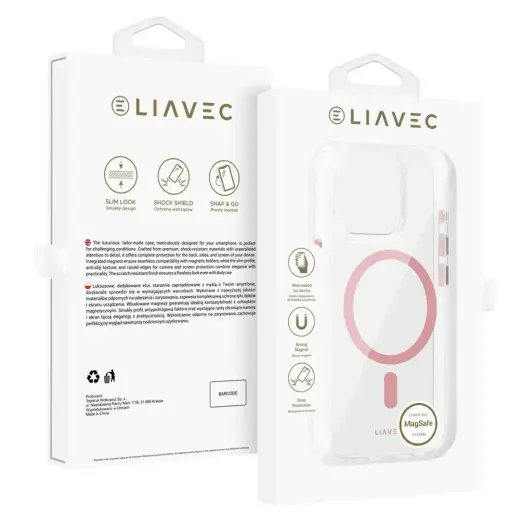 Liavec Glossy phone case with MagSafe support for iPhone 13 Pro pink