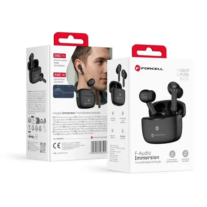 Wireless earphones Forcell F-Audio Immersion ANC + ENC TWS black