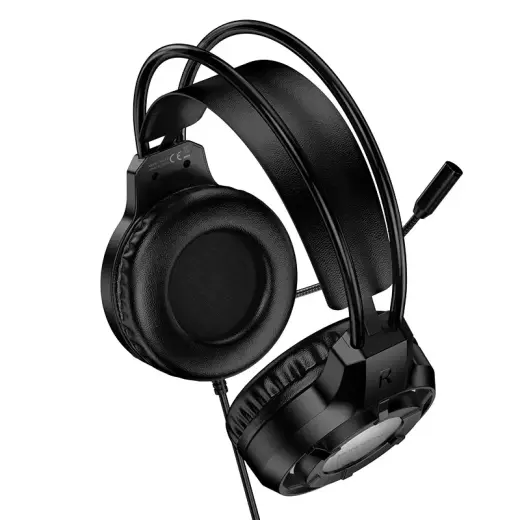 Borofone Headphones BO112 Wave gaming with microphone black Фото num