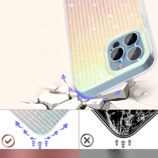 Kingxbar Travel Series luxurious elegant case for iPhone 13 Pro blue-orange (Clouds) Photo