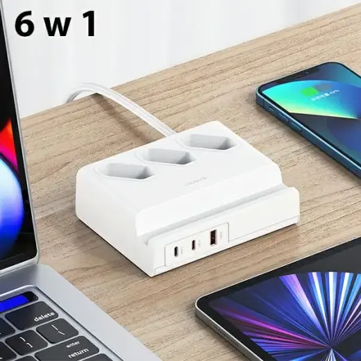 USAMS Listwa zasilająca 65W Super Si Fast Charging USB Extension Socket EU biały|white CC160TC01 (US-CC160) Фото num