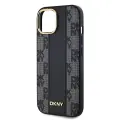 DKNY PU Leather Checkered Pattern Magsafe Case for iPhone 15 Black — Foto 3
