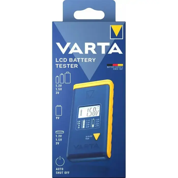 VARTA battery tester with digital display (AA, AAA, Type C, Type D, 9V, button) 893101111 blue Photo