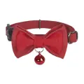 Collar set Dogness for cats 2 pcs (Genuine Leather Red|Fiber Black) Photo