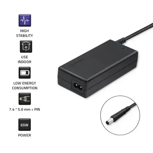 Qoltec Power adapter for laptop HP CQ 65W | 18.5V | 3.5A | 7.4*5.0+pin | +power cable Photo