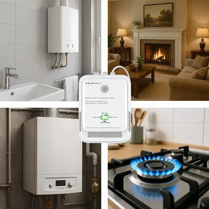 Qoltec Certified wireless Gas Leak (CH4) and Carbon monoxide (CO) detector | alarm 85dB | LED Foto 4