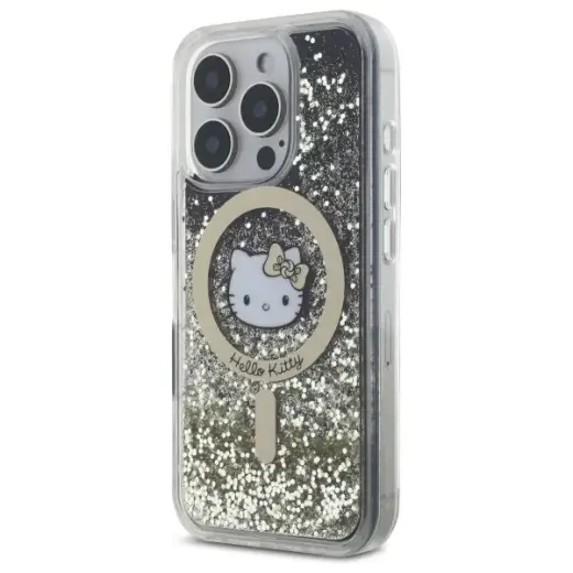 Hello Kitty HKHMP16LLGDIK iPhone 16 Pro   6.3" czarny złoty|black gold hardcase Liquid Glitter Fever MagSafe Фото num