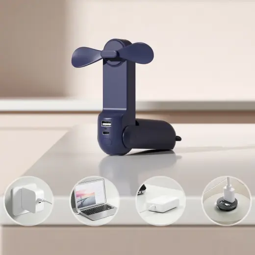 Jisulife Handheld Fan Life8 Mini Portable USB Fan with Power Bank and Flashlight - Blue Фото num