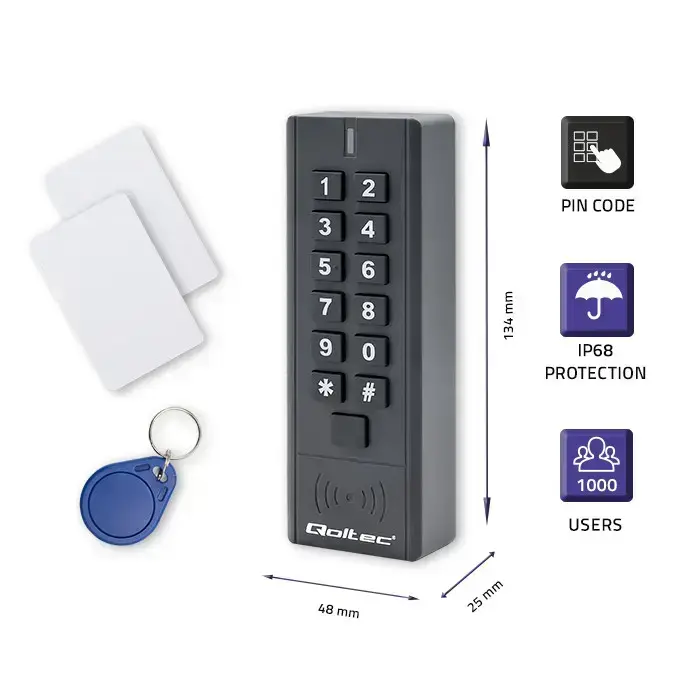 Qoltec Code lock HYPERION with RFID reader | Code | Card | key fob | IP68 | EM Foto 2