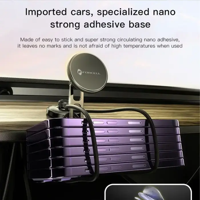 Magnetic car phone holder compatible with Magsafe Forcell F-Grip IronSecure windshield / dashboard black Photo