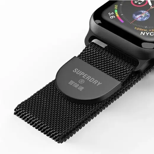 SuperDry Watchband Apple Watch 38|40|41 mm Series 4|5|6|7|8|SE|SE 2 Chainmail czarny|black 41681 Foto 6