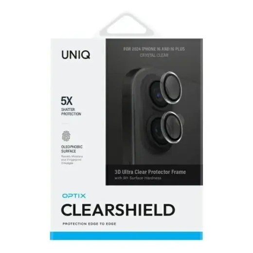Uniq Optix Clear Camera Lens Protector iPhone 16 | 16 Plus with Applicator - Clear Black Foto 2
