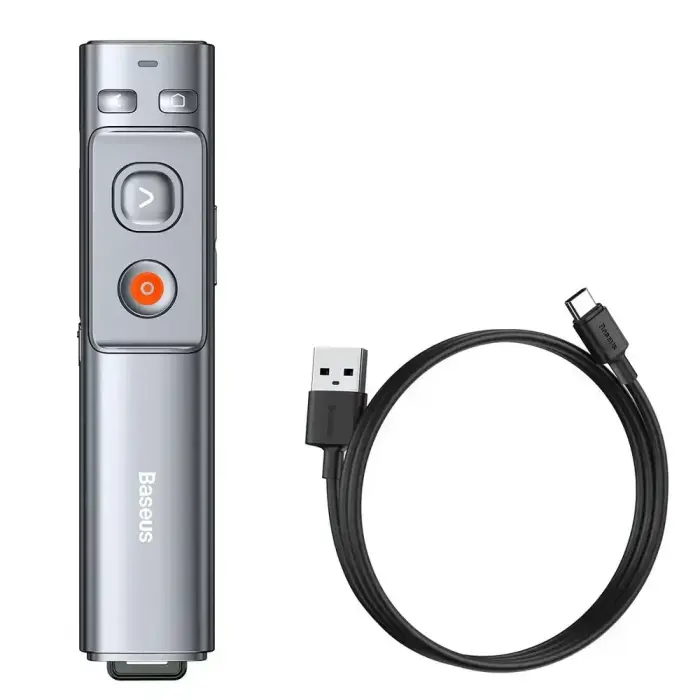 Baseus Orange Dot Wireless Presentation Laser Pointer - Gray (with battery)