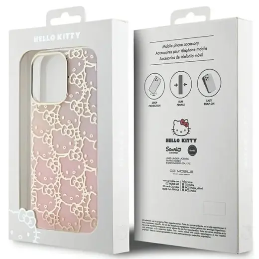Hello Kitty IML Gradient Electrop Crowded Kitty Head Case for iPhone 15 Pro Max - Pink Фото num